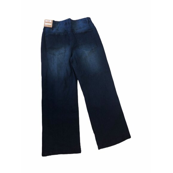 Route 66 Womens Jeans Mid Rise Ankle Wide Leg Size 10 Blue Denim Button Closure - Picture 2 of 6